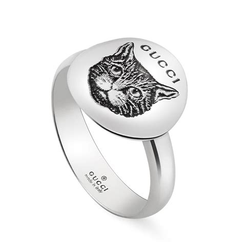 7 gucci red enamel ring cat|Gucci rings for men.